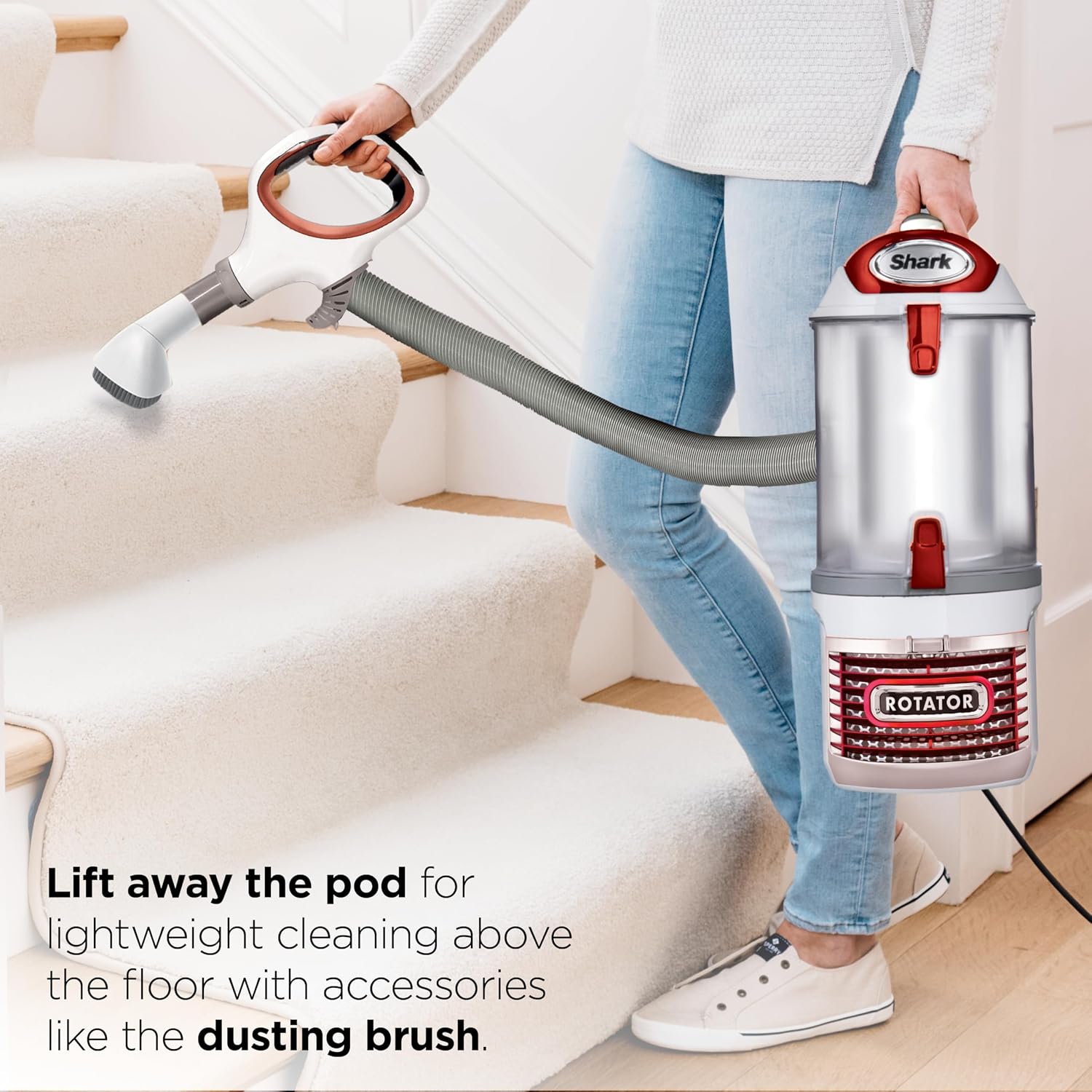 Shark Rotator Lift-Away Upright Vacuum with HEPA Filter, White/Red, NV501 — photo 3