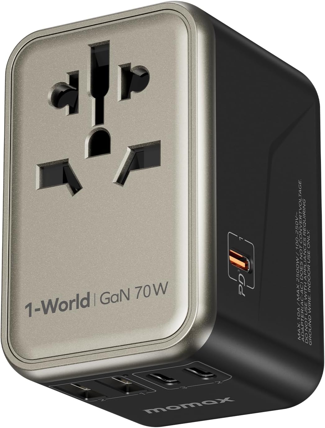 MOMAX 70W GaN Universal Travel Adapter, All-in-One Travel Charging | UK/EU/US/AU/JP Compatible Travel Essential, 3 USB-C PD Ports & 2 USB-A Ports for Laptop, Phone & More — photo 10