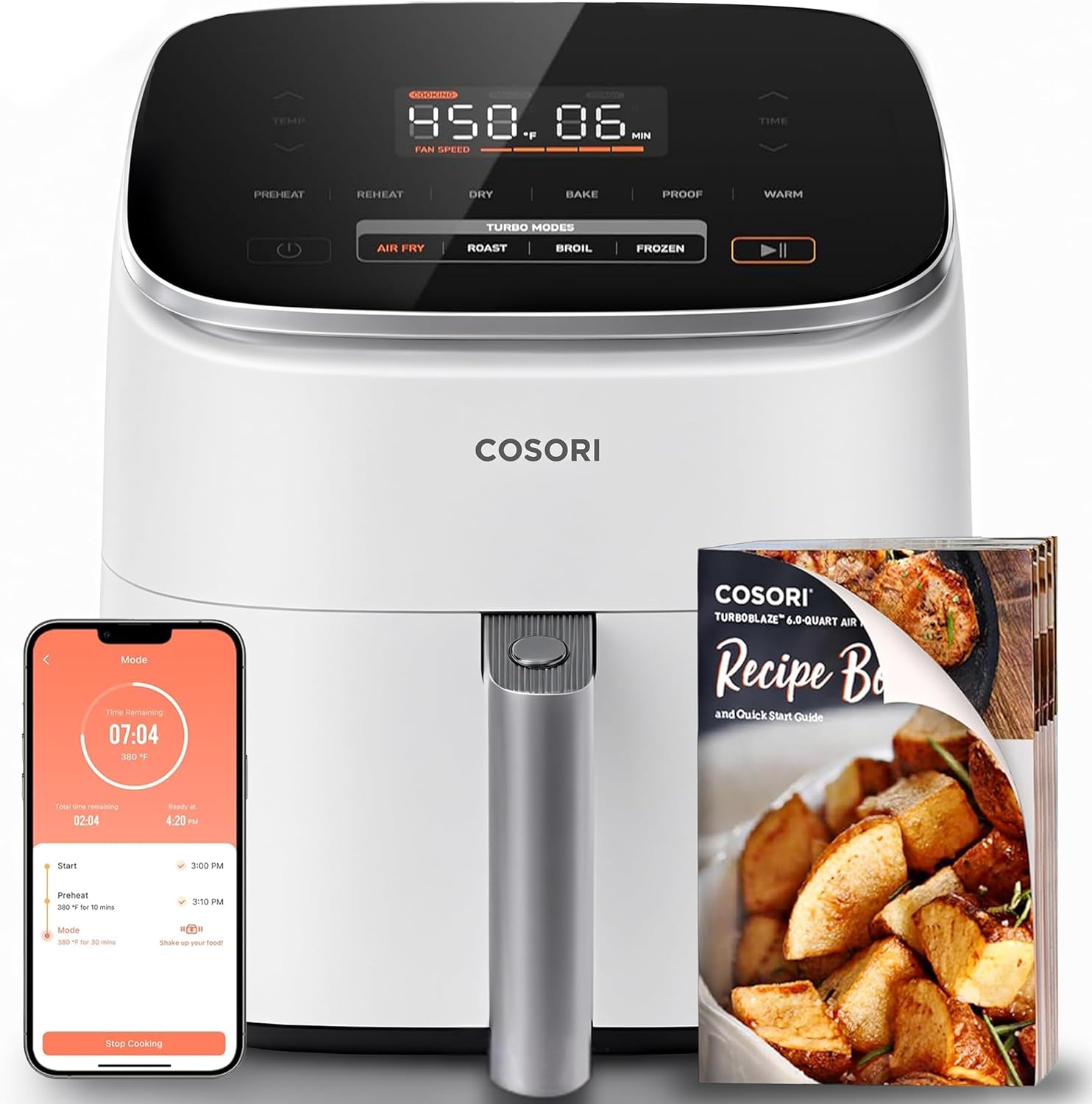 Cosori TurboBlaze Air Fryer, 9-in-1, 6 Qt, PFAS-Free Ceramic Coating | 90°–450°F, 5 Level Fan Speeds, 9 in 1 Air Fry, Roast, Bake, Broil, Dry, Frozen, Proof, Reheat, Keep Warm, Safety lock, 1725W — photo 10