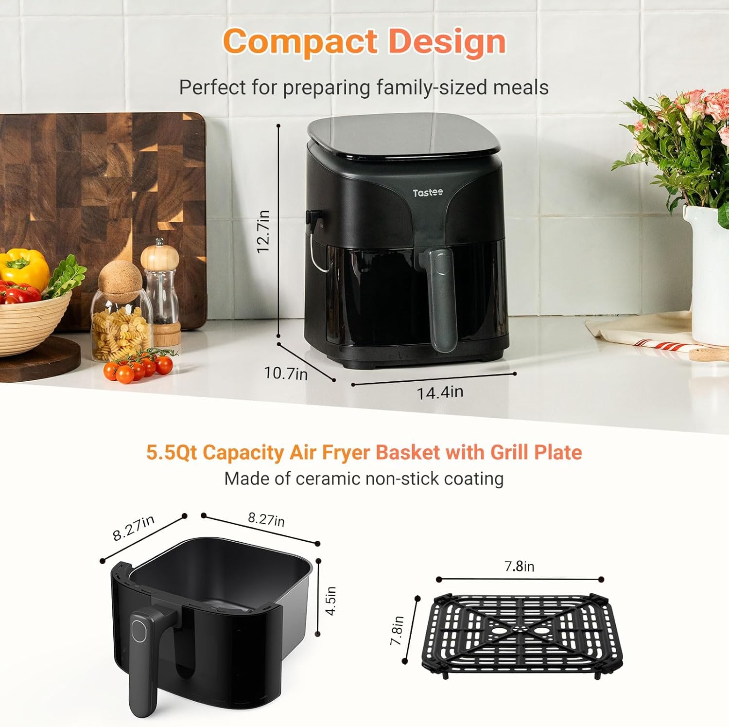 Tastee Ceramic Air Fryer, 8-in-1 Compact 5.5QT AirFryers — photo 2