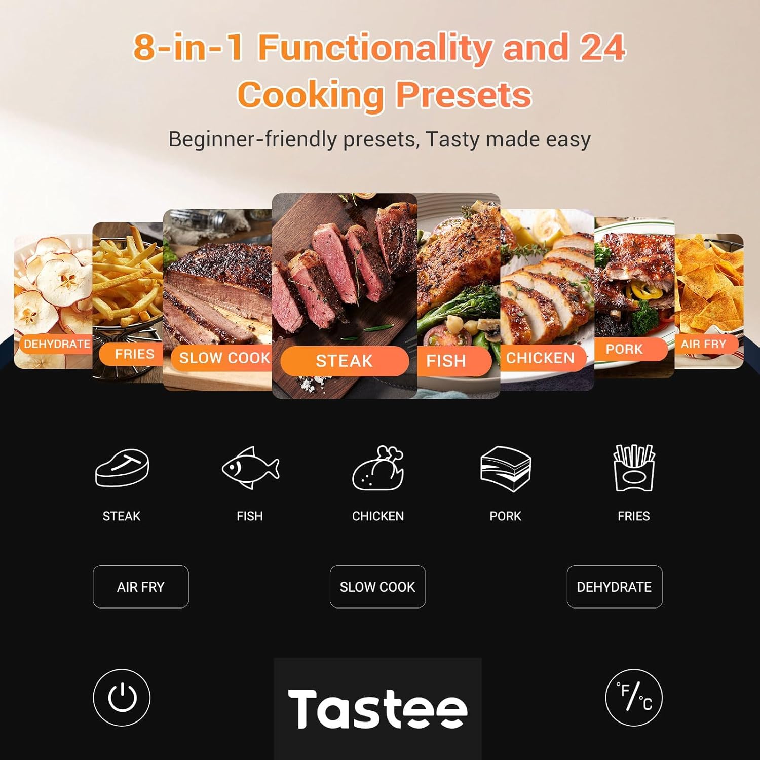 Tastee Ceramic Air Fryer, 8-in-1 Compact 5.5QT AirFryers — photo 6