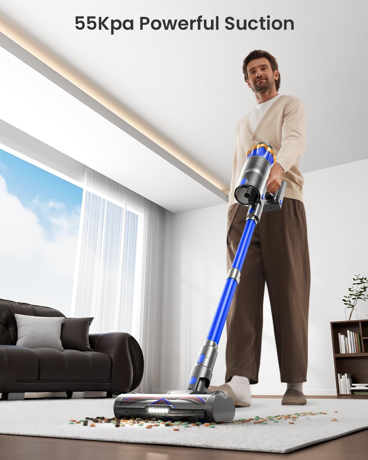 Cordless Vacuum Cleaner, Upgraded 650W 55KPA 70Mins Cordless Stick Vacuum Cleaner with Self-Standing and Touch Screen, Anti-tangle Wireless Vacumm, Vacuum Cleaners for Home/Pet Hair/Carpets/Floors — photo 2