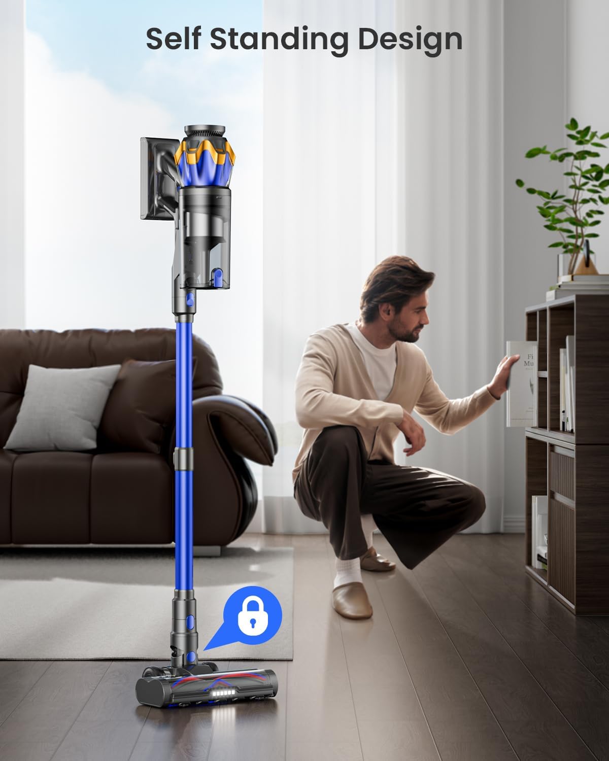 Cordless Vacuum Cleaner, Upgraded 650W 55KPA 70Mins Cordless Stick Vacuum Cleaner with Self-Standing and Touch Screen, Anti-tangle Wireless Vacumm, Vacuum Cleaners for Home/Pet Hair/Carpets/Floors — photo 5