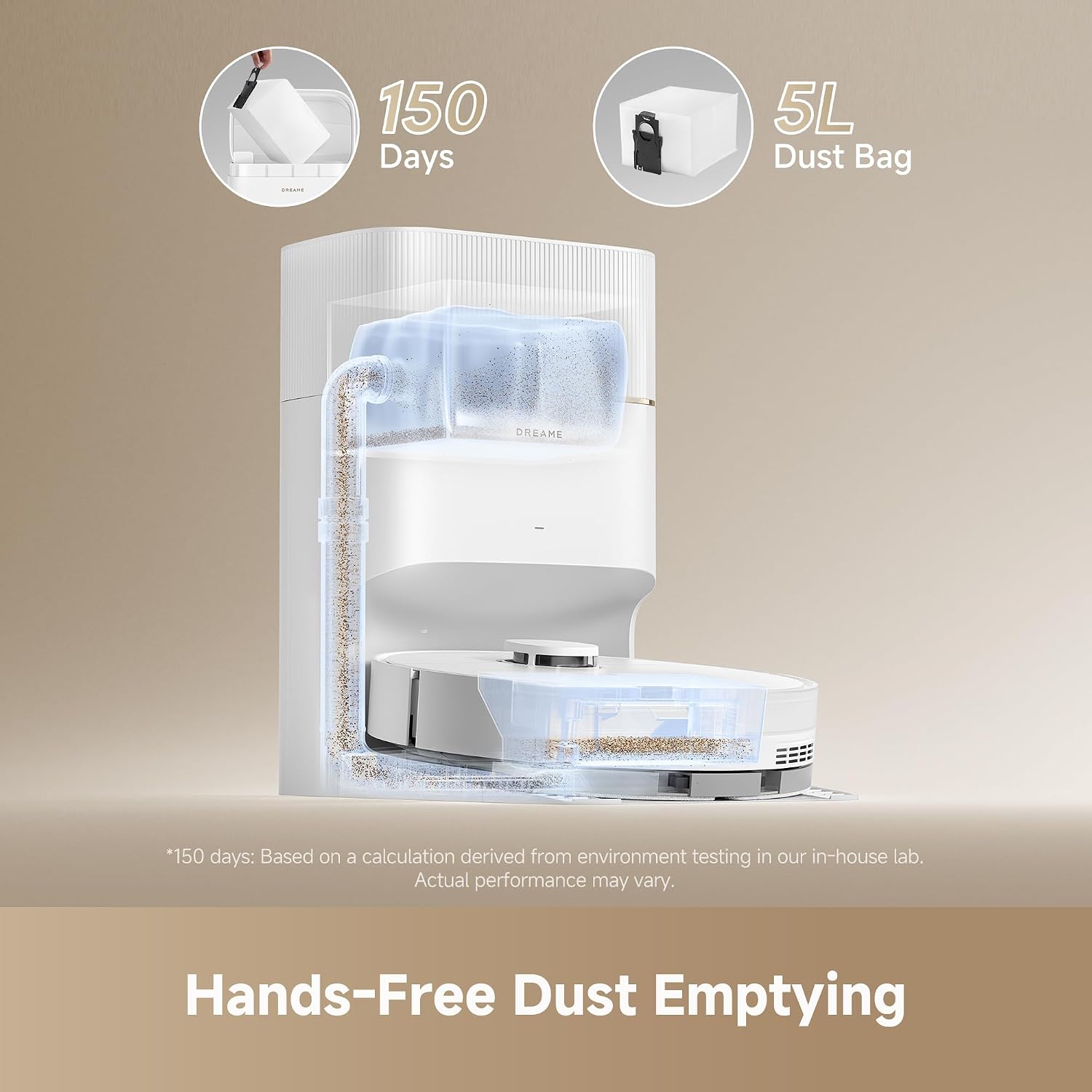 DREAME D20 Pro Plus Robot Vacuum, 13,000Pa Suction, DuoBrush for Pet Hair, Corner Cleaning, Self Emptying, LDS Navigation Laser Avoidance, Vacuum Mop, Hard Floors&Carpets, 5,200mAh Battery White — photo 3
