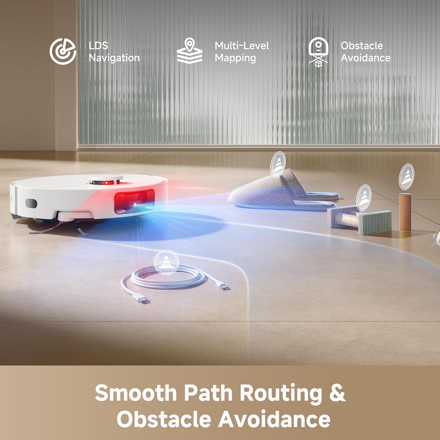 DREAME D20 Pro Plus Robot Vacuum, 13,000Pa Suction, DuoBrush for Pet Hair, Corner Cleaning, Self Emptying, LDS Navigation Laser Avoidance, Vacuum Mop, Hard Floors&Carpets, 5,200mAh Battery White — photo 6