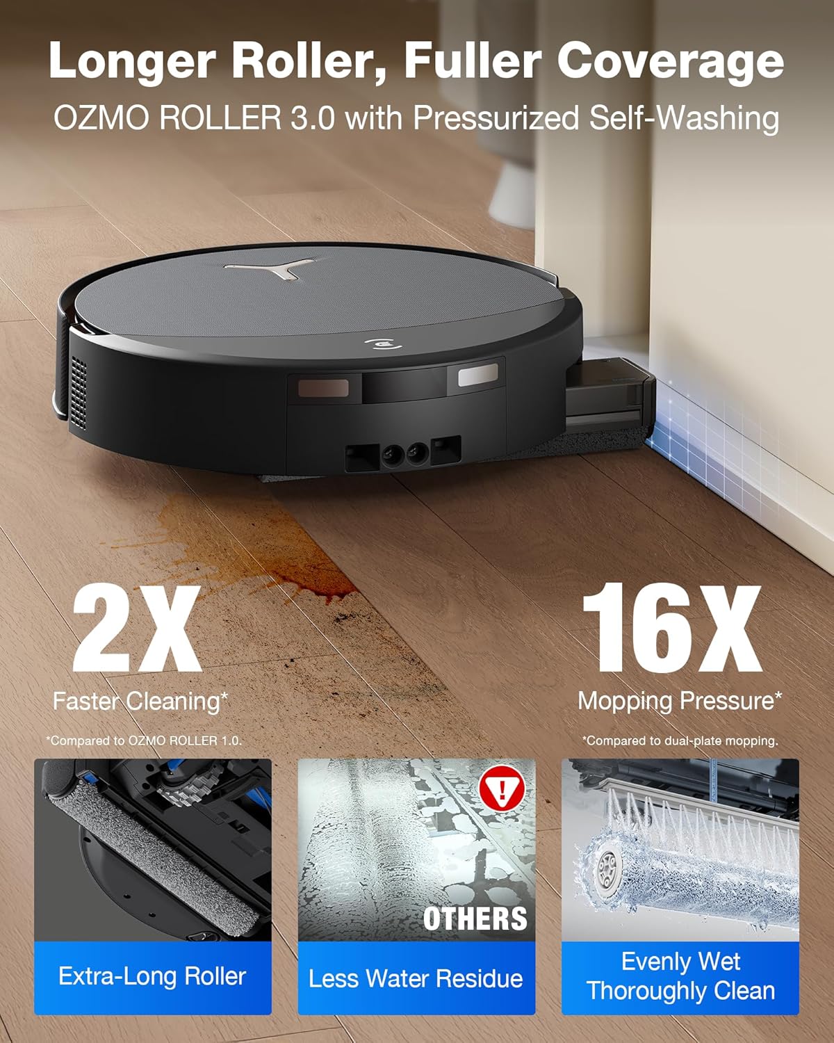 ECOVACS DEEBOT T90 PRO Omni Robot Vacuum and Mop, 30000Pa Blast Suction | TruEdge Instant Self-Cleaning OZMO Roller, PowerBoost Charging, Triple Lift Carpet Care, ZeroTangle for Pet Family,YIKO Agent — photo 2
