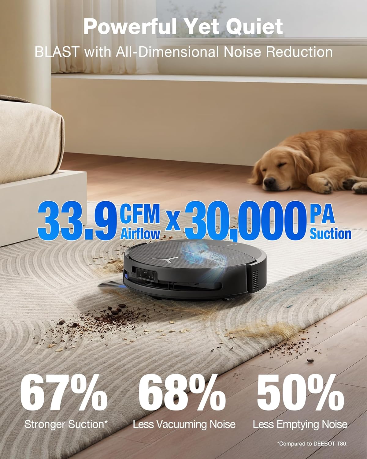 ECOVACS DEEBOT T90 PRO Omni Robot Vacuum and Mop, 30000Pa Blast Suction | TruEdge Instant Self-Cleaning OZMO Roller, PowerBoost Charging, Triple Lift Carpet Care, ZeroTangle for Pet Family,YIKO Agent — photo 3
