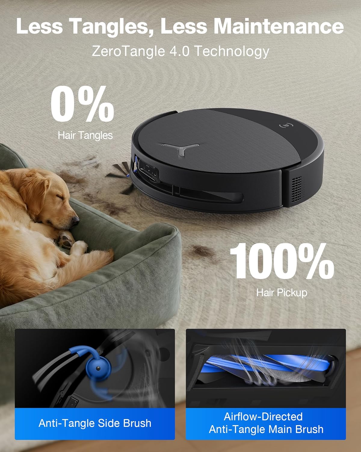 ECOVACS DEEBOT T90 PRO Omni Robot Vacuum and Mop, 30000Pa Blast Suction | TruEdge Instant Self-Cleaning OZMO Roller, PowerBoost Charging, Triple Lift Carpet Care, ZeroTangle for Pet Family,YIKO Agent — photo 4