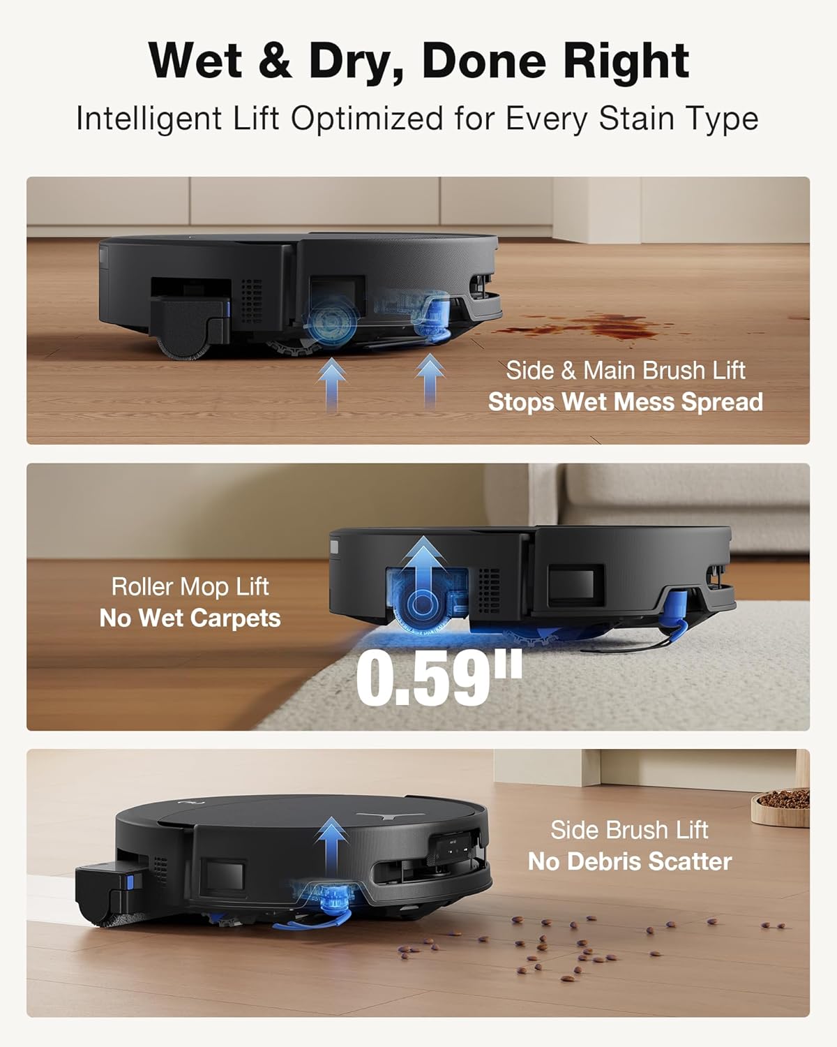 ECOVACS DEEBOT T90 PRO Omni Robot Vacuum and Mop, 30000Pa Blast Suction | TruEdge Instant Self-Cleaning OZMO Roller, PowerBoost Charging, Triple Lift Carpet Care, ZeroTangle for Pet Family,YIKO Agent — photo 7