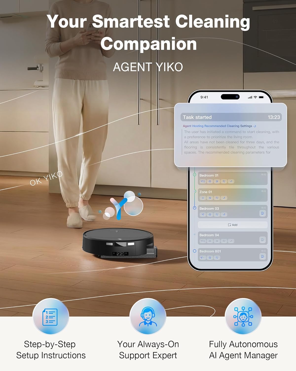 ECOVACS DEEBOT T90 PRO Omni Robot Vacuum and Mop, 30000Pa Blast Suction | TruEdge Instant Self-Cleaning OZMO Roller, PowerBoost Charging, Triple Lift Carpet Care, ZeroTangle for Pet Family,YIKO Agent — photo 9